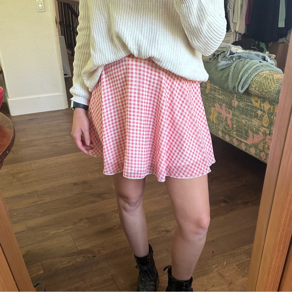 Ambiance Pink Gingham Mini Skirt